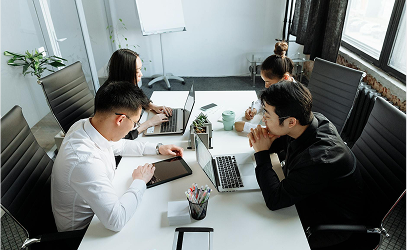 Team collaborating on marketing strategy